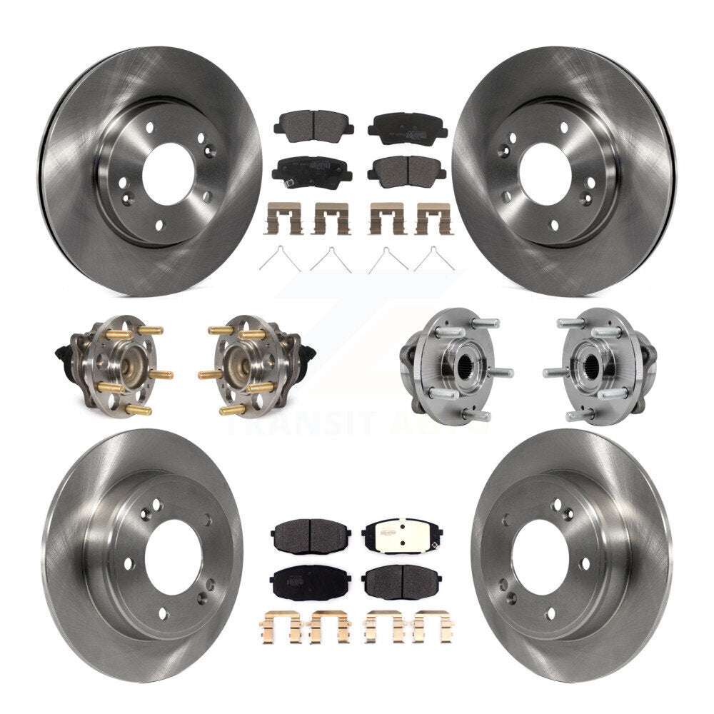 Front Rear Hub Bearing Brake Rotor Pads Kit (10Pc) For 17-19 Kia Soul Naturally Aspirated KBB-126854