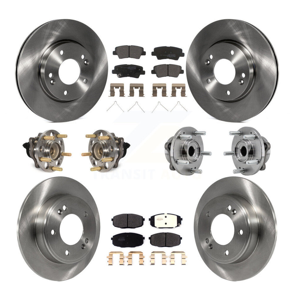 Front Rear Hub Bearing Brake Rotor Pads Kit (10Pc) For 17-19 Kia Soul Naturally Aspirated KBB-126854