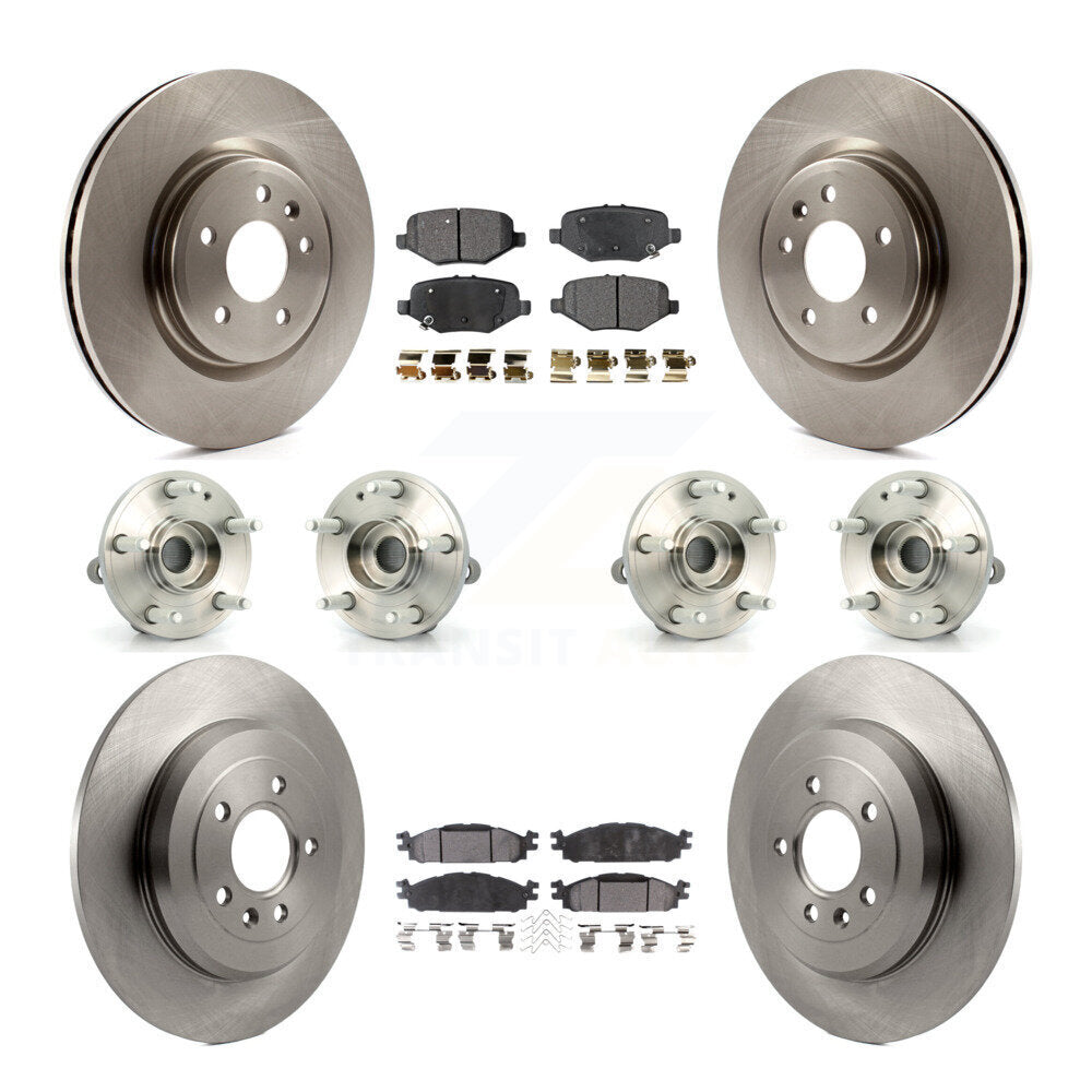 Front Rear Hub Bearing Brake Rotor Pads Kit (10Pc) For 15 Ford Explorer Limited/Sport/XLT KBB-126860
