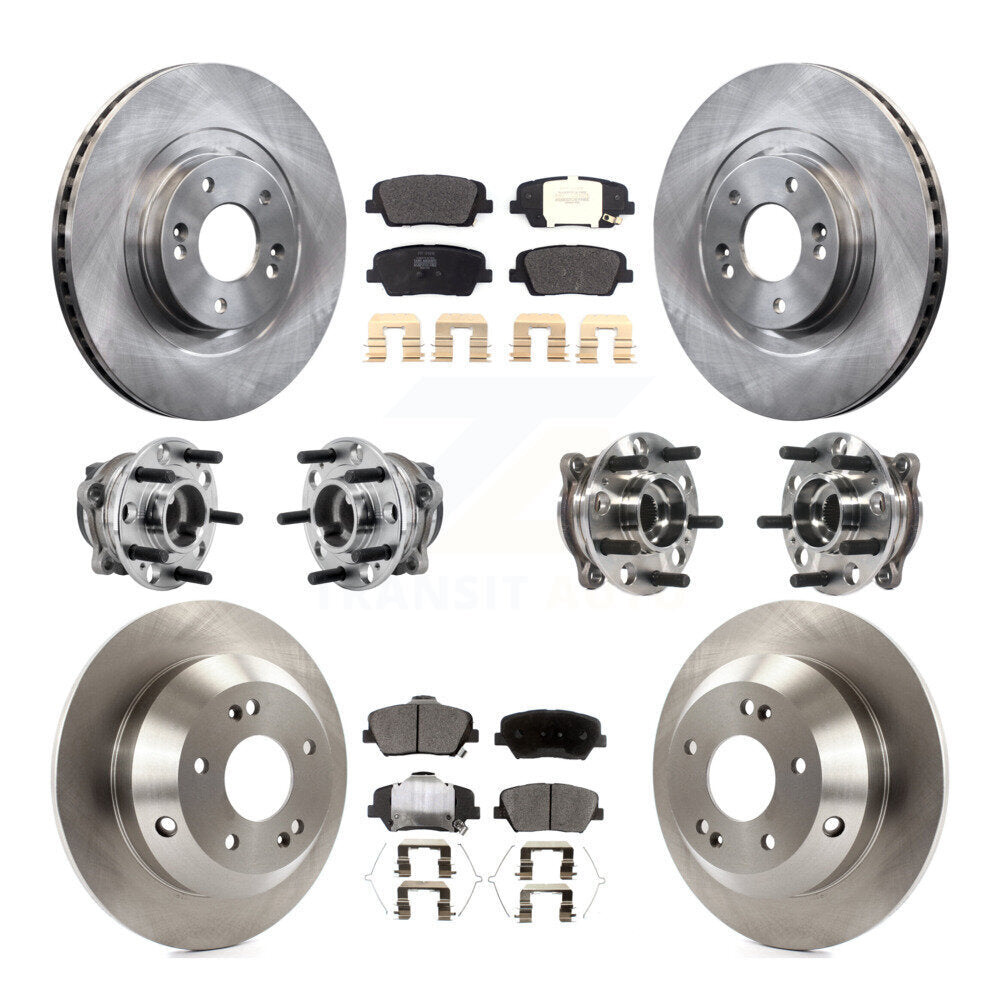 Front Rear Hub Bearing Disc Brake Rotor And Pads Kit (10Pc) For 2016-2020 Kia Sorento FWD KBB-126861