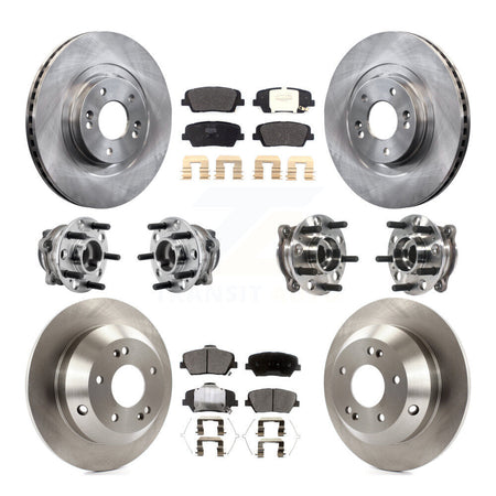Front Rear Hub Bearing Disc Brake Rotor And Pads Kit (10Pc) For 2016-2020 Kia Sorento FWD KBB-126861