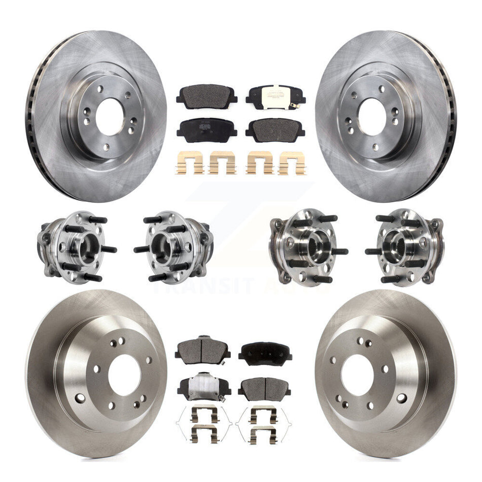 Front Rear Hub Bearing Disc Brake Rotor And Pads Kit (10Pc) For 2016-2020 Kia Sorento FWD KBB-126861
