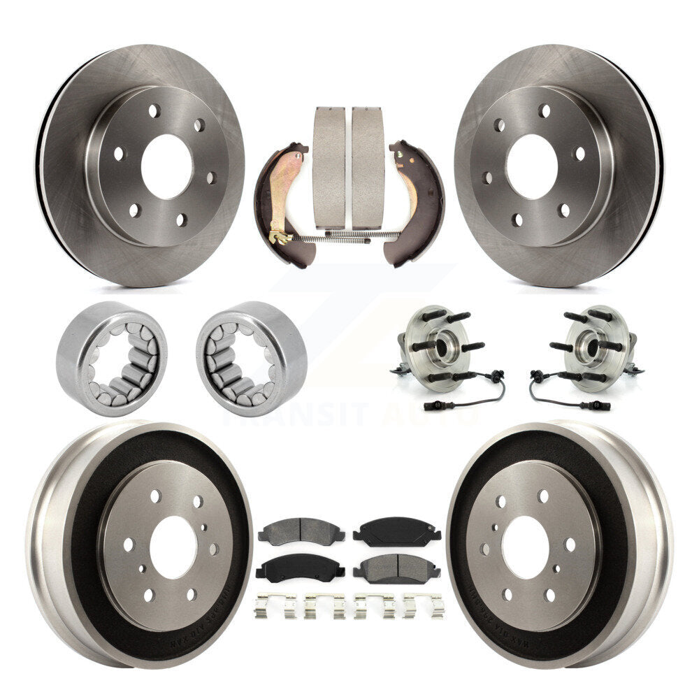 Front Rear Hub Bearings Disc Brake Rotors And Pads Shoes Kit (10Pc) For GMC Sierra 1500 KBB-126870