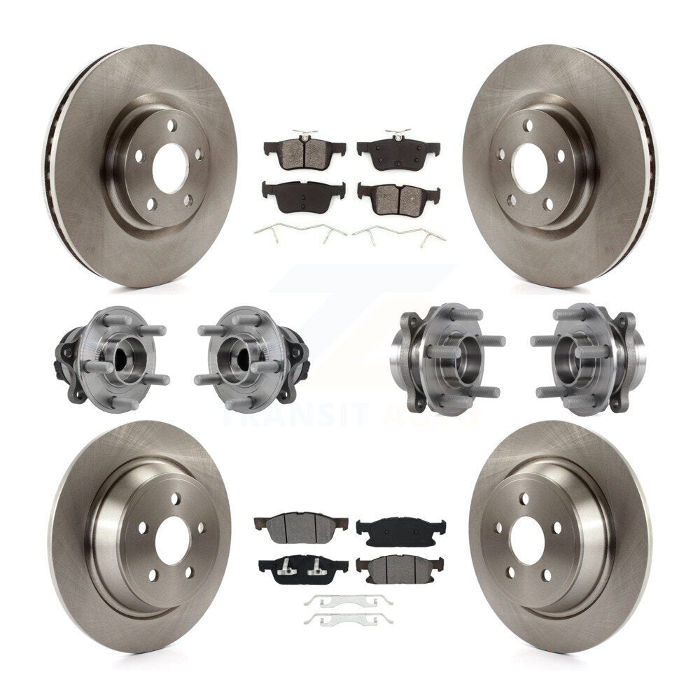 Front Rear Hub Bearings Disc Brake Rotors And Pads Kit (10Pc) For 2015-2018 Ford Edge FWD KBB-126871