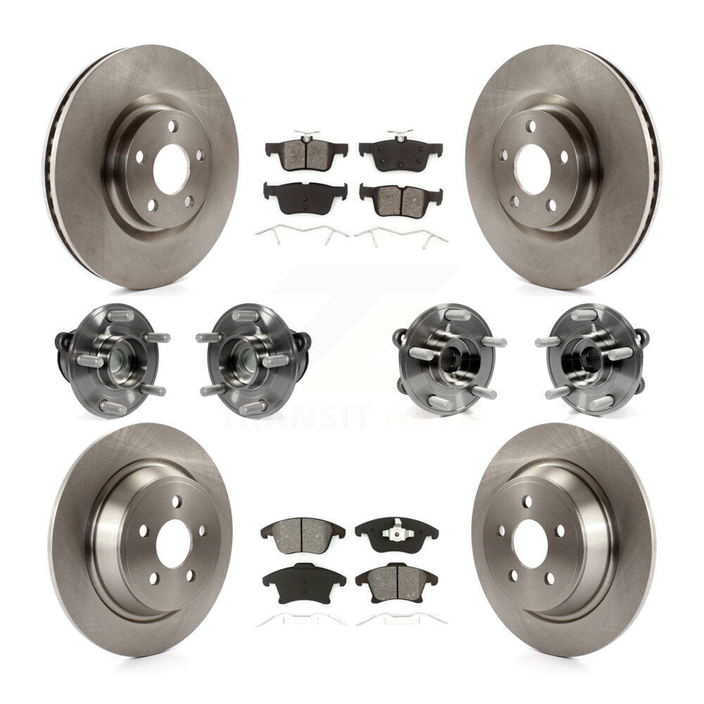 Front Rear Hub Bearing Brake Rotor & Pad Kit (10Pc) For 2019-2020 Ford SSV Plug-In Hybrid KBB-126874