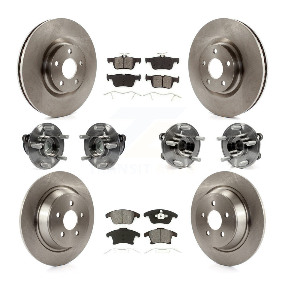 Front Rear Hub Bearing Brake Rotor & Pad Kit (10Pc) For 2019-2020 Ford SSV Plug-In Hybrid KBB-126874