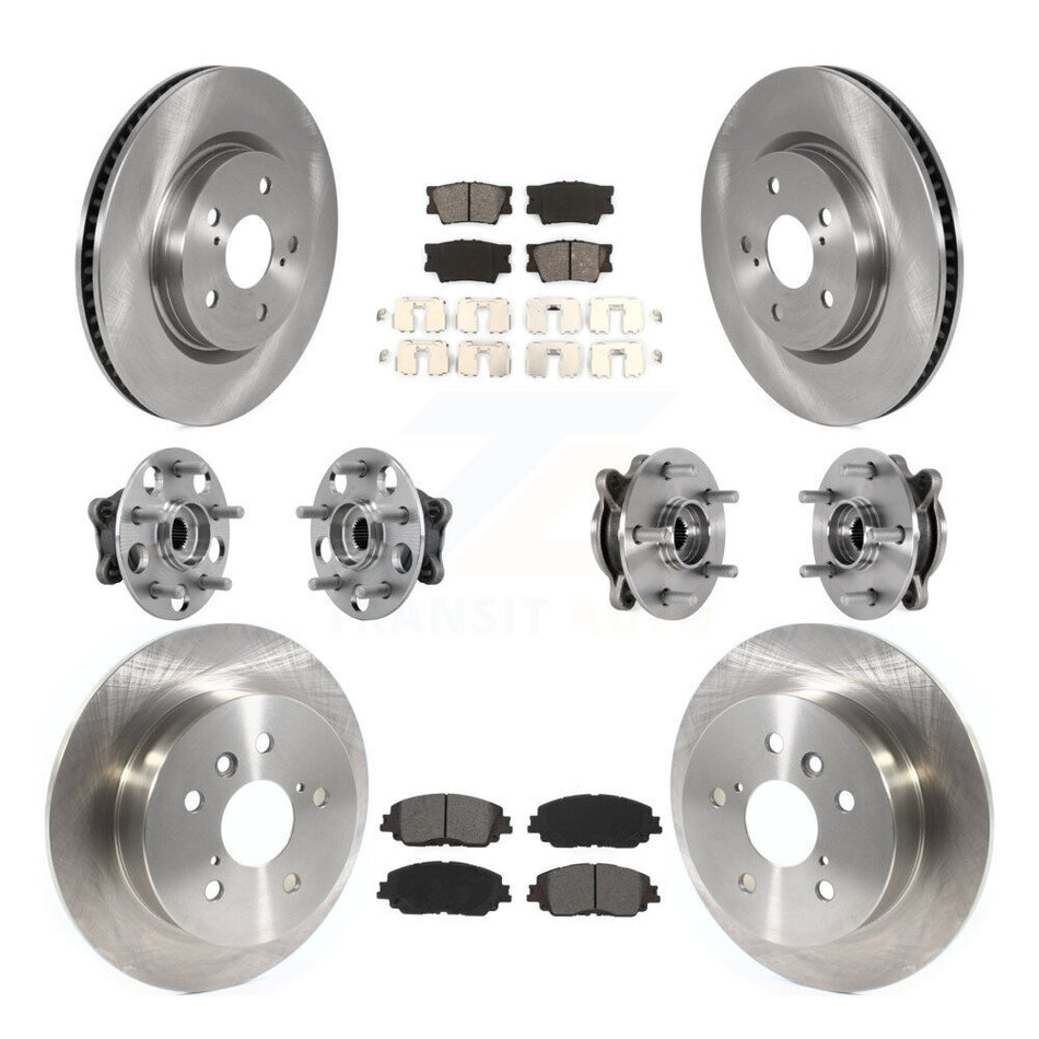 Front Rear Hub Bearing Disc Brake Rotor And Semi-Metallic Pad Kit (10Pc) For Toyota Camry KBB-126879