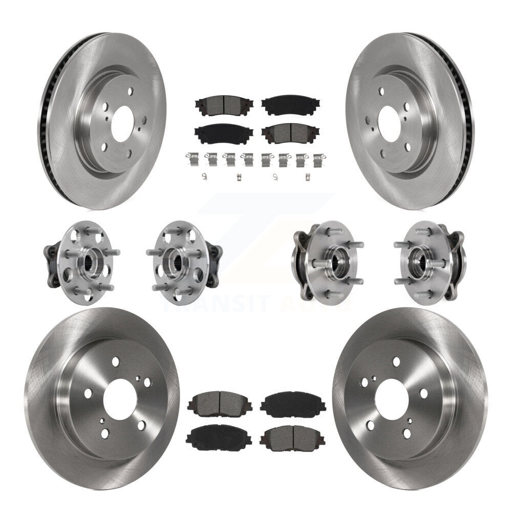 Front Rear Hub Bearing Brake Rotor And Pad Kit (10Pc) For Toyota Camry Lexus ES250 Avalon KBB-126881