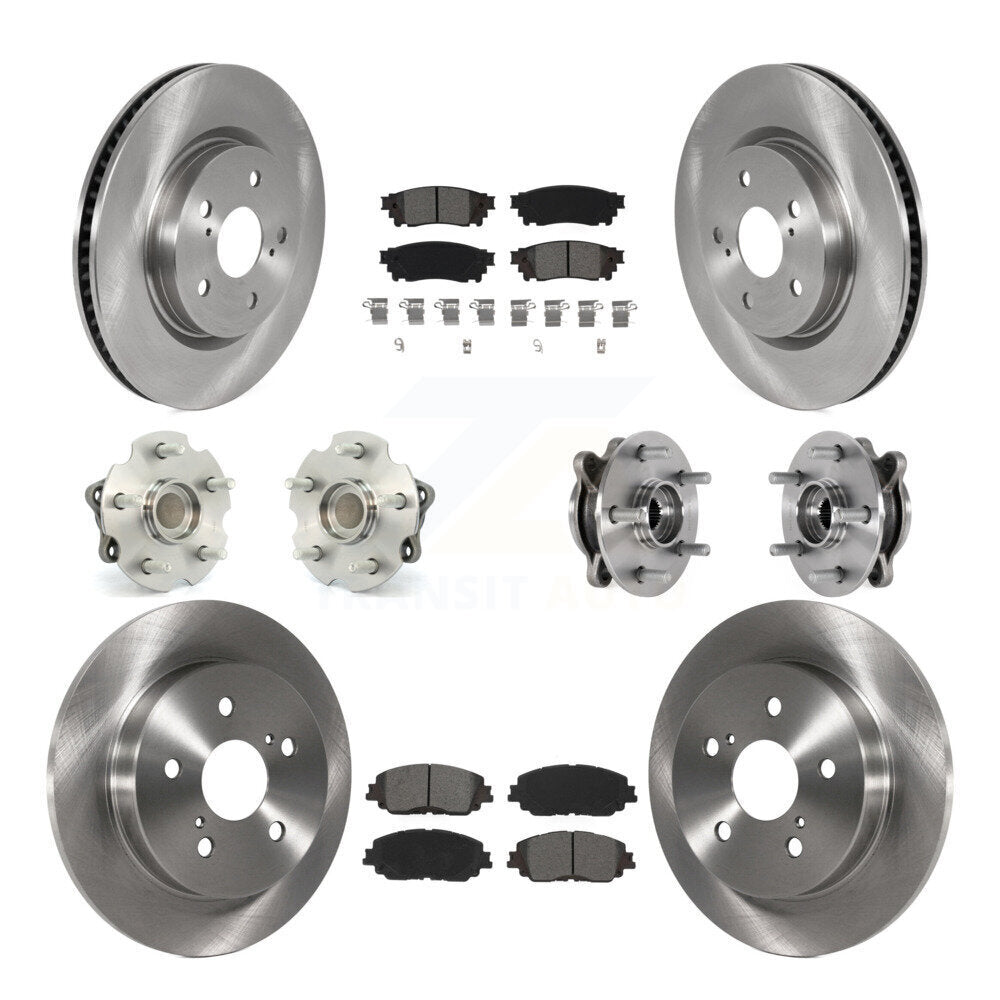 Front Rear Hub Bearing Brake Rotor And Pad Kit (10Pc) For Toyota RAV4 FWD with GAS engine KBB-126887