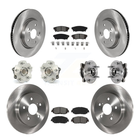 Front Rear Hub Bearing Brake Rotor And Pad Kit (10Pc) For Toyota RAV4 FWD with GAS engine KBB-126887