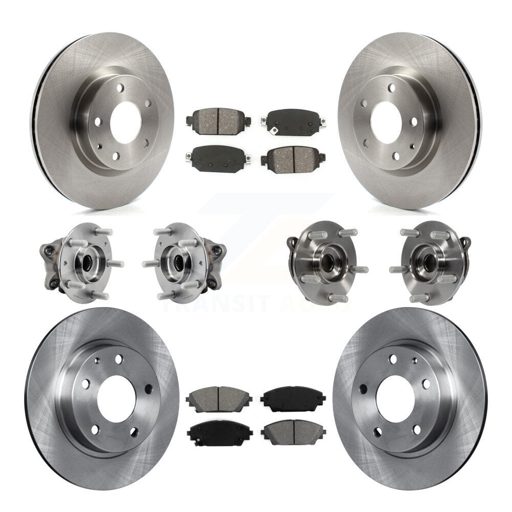 Front Rear Hub Bearing Disc Brake Rotors And Pads Kit (10Pc) For 2019-2021 Mazda CX-3 AWD KBB-126888