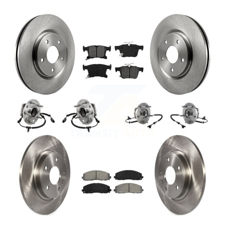 Front Rear Hub Bearing Assembly Disc Brake Rotor And Pad Kit (10Pc) For Chrysler Pacifica KBB-126889