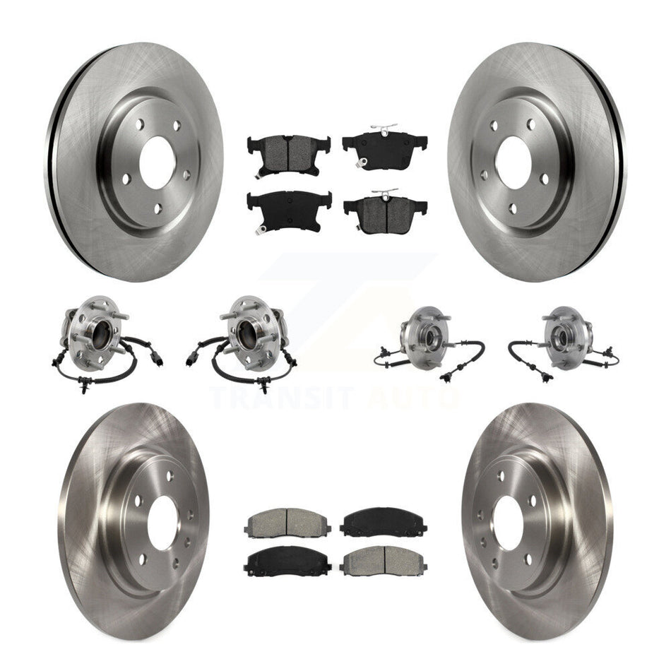 Front Rear Hub Bearing Assembly Disc Brake Rotor And Pad Kit (10Pc) For Chrysler Pacifica KBB-126889