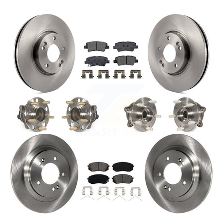 Front Rear Hub Bearings Assembly Disc Brake Rotors And Pads Kit (10Pc) For Hyundai Sonata KBB-126890
