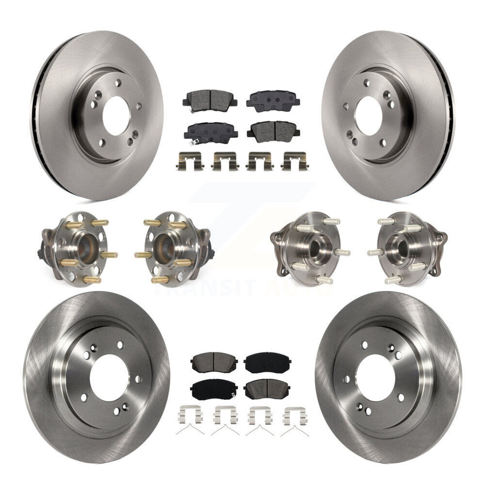 Front Rear Hub Bearings Assembly Disc Brake Rotors And Pads Kit (10Pc) For Hyundai Sonata KBB-126890
