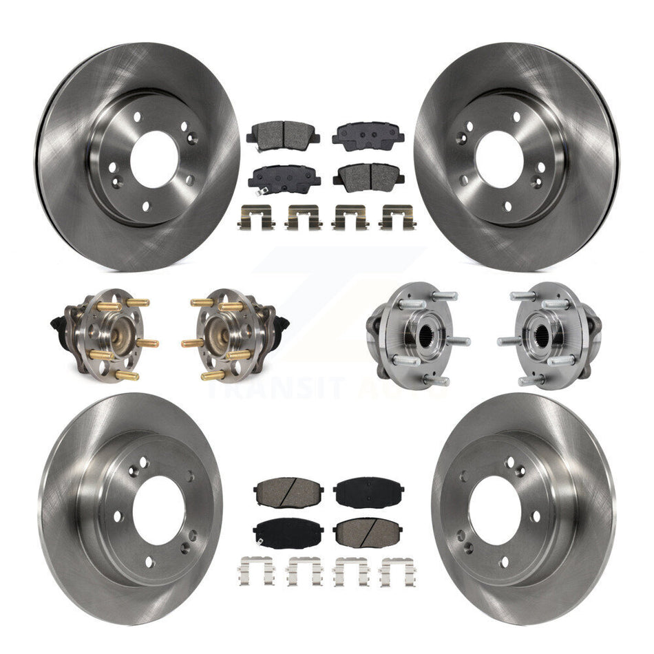 Front Rear Hub Bearing Brake Rotor Pads Kit (10Pc) For 17-19 Kia Soul Naturally Aspirated KBB-126893