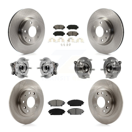 Front Rear Hub Bearing Disc Brake Rotors And Pads Kit (10Pc) For 2016-2018 Mazda CX-3 AWD KBB-126899