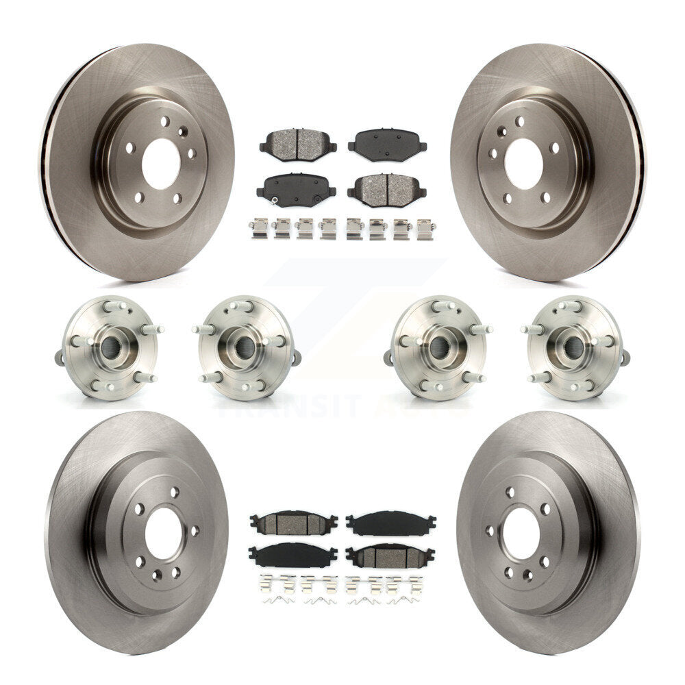 Front Rear Hub Bearing Brake Rotor Pads Kit (10Pc) For 15 Ford Explorer Limited/Sport/XLT KBB-126900