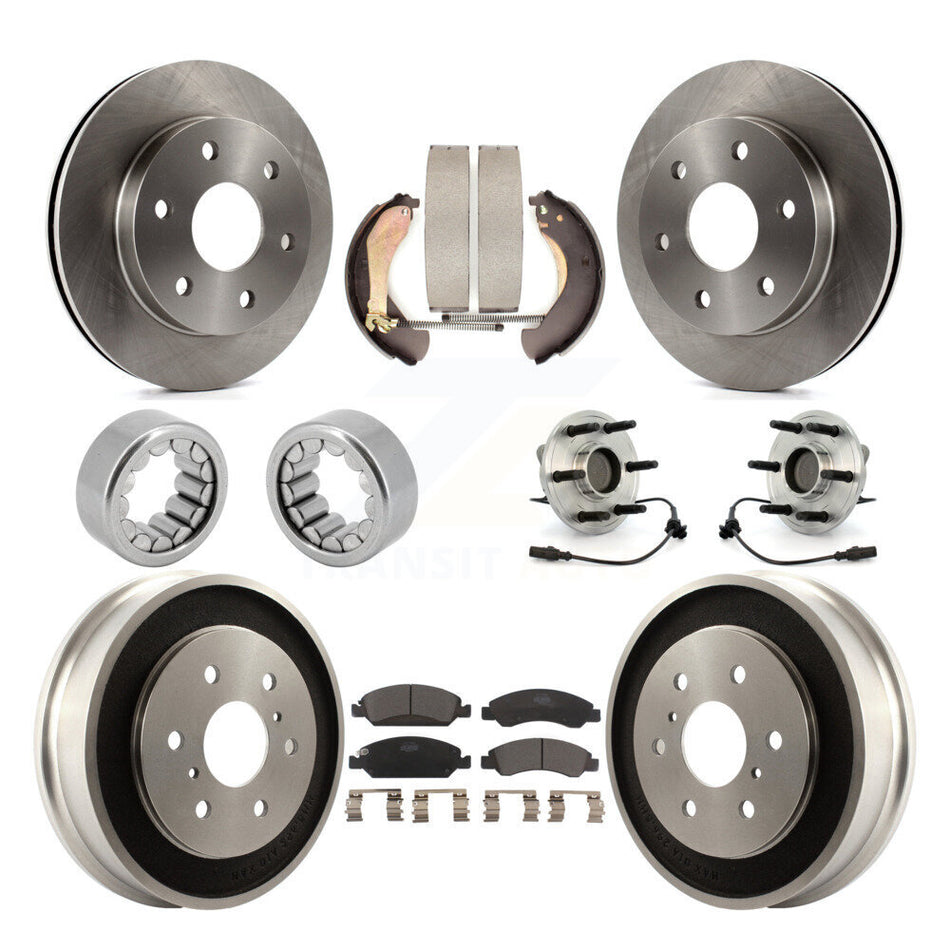 Front Rear Hub Bearings Disc Brake Rotors And Pads Shoes Kit (10Pc) For GMC Sierra 1500 KBB-126904