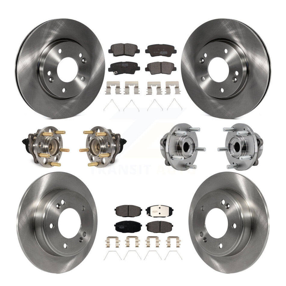 Front Rear Hub Bearing Brake Rotor Pads Kit (10Pc) For 17-19 Kia Soul Naturally Aspirated KBB-126908