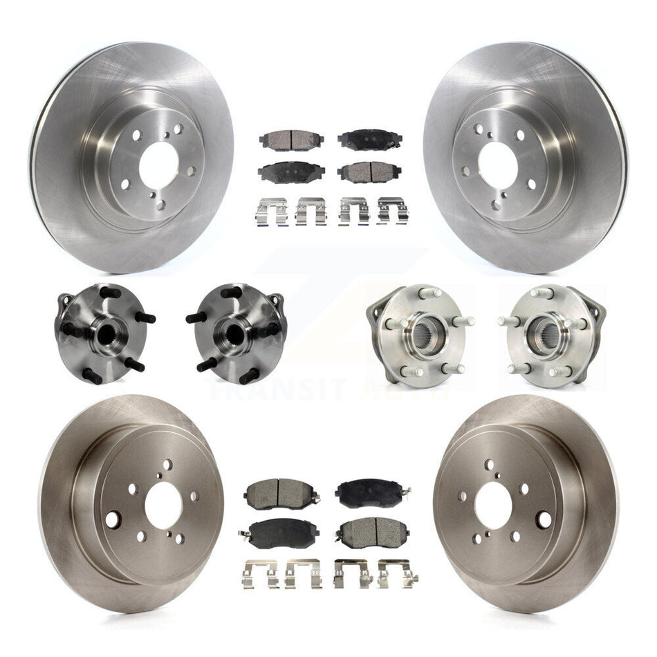 Front Rear Hub Bearings Disc Brake Rotors And Ceramic Pads Kit (10Pc) For Subaru Impreza KBB-126912