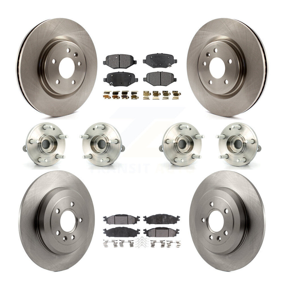 Front Rear Hub Bearing Brake Rotor Pads Kit (10Pc) For 15 Ford Explorer Limited/Sport/XLT KBB-126920
