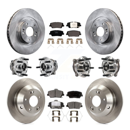 Front Rear Hub Bearing Disc Brake Rotor And Pads Kit (10Pc) For 2016-2020 Kia Sorento FWD KBB-126921