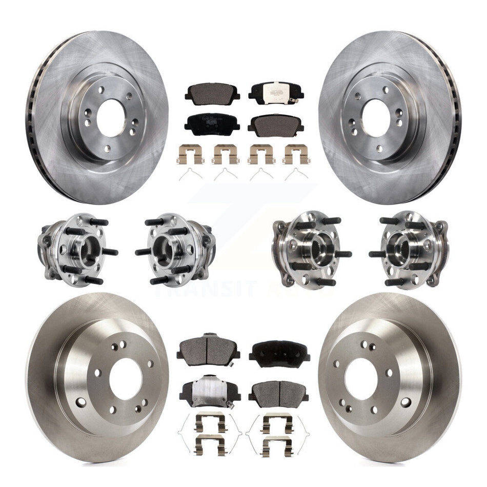 Front Rear Hub Bearing Disc Brake Rotor And Pads Kit (10Pc) For 2016-2020 Kia Sorento FWD KBB-126921