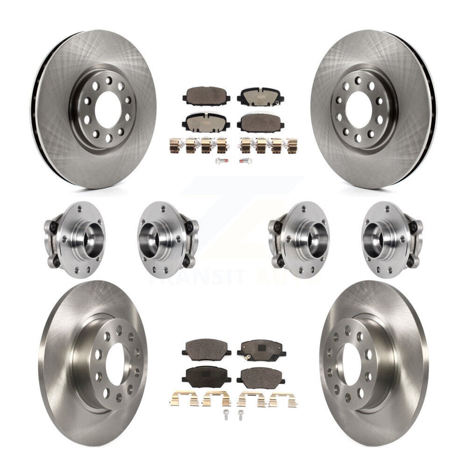 Front Rear Hub Bearing Disc Brake Rotors And Ceramic Pads Kit (10Pc) For Jeep Compass AWD KBB-126929