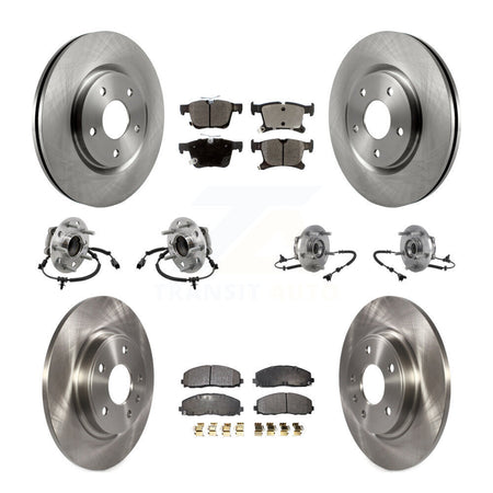 Front Rear Hub Bearing Disc Brake Rotor And Ceramic Pads Kit (10Pc) For Chrysler Pacifica KBB-126933