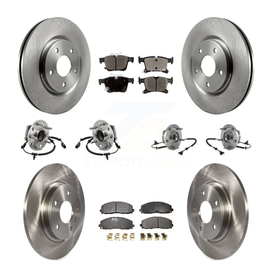 Front Rear Hub Bearing Disc Brake Rotor And Ceramic Pads Kit (10Pc) For Chrysler Pacifica KBB-126933