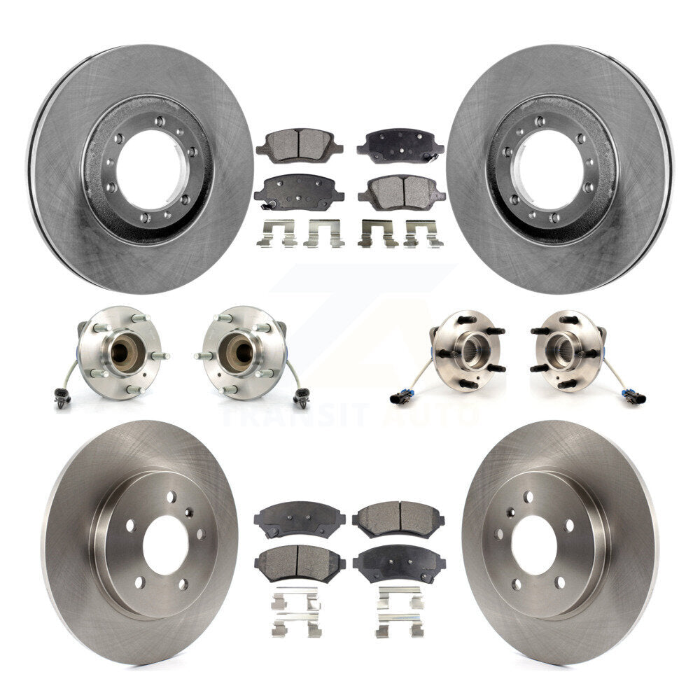 Front Rear Hub Bearing Brake Rotor Pads Kit (10Pc) For 2005 Pontiac Montana 3 Hole Flange KBB-126934