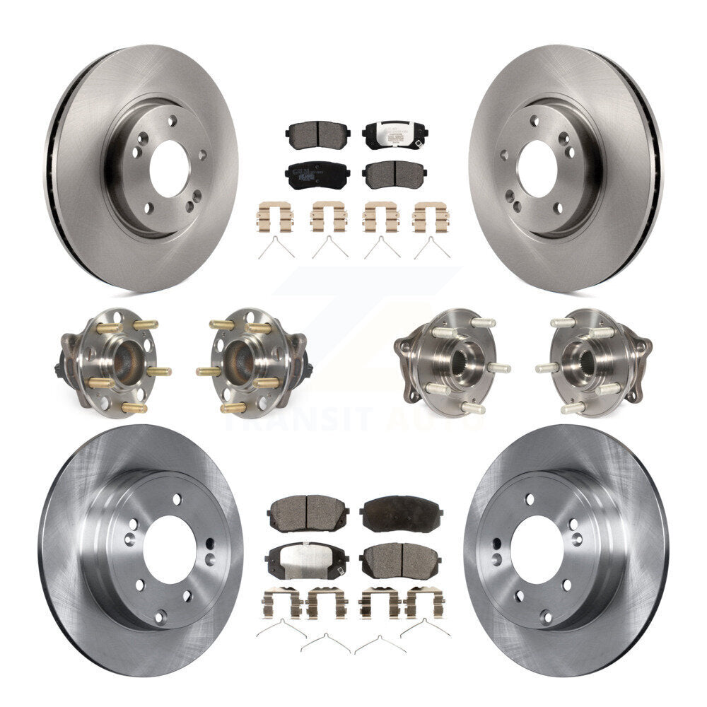 Front Rear Hub Bearings Disc Brake Rotors And Ceramic Pads Kit (10Pc) For Hyundai Sonata KBB-126940