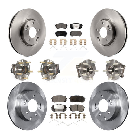 Front Rear Hub Bearings Disc Brake Rotors And Ceramic Pads Kit (10Pc) For Hyundai Sonata KBB-126940