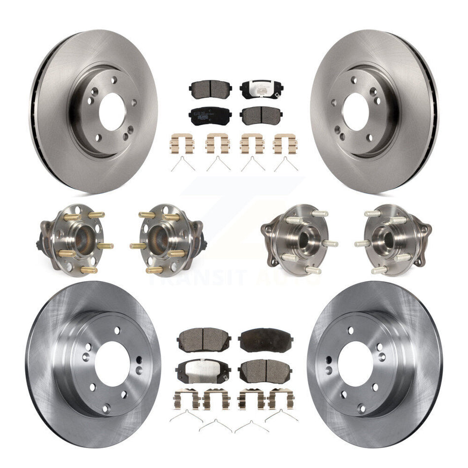 Front Rear Hub Bearings Disc Brake Rotors And Ceramic Pads Kit (10Pc) For Hyundai Sonata KBB-126940