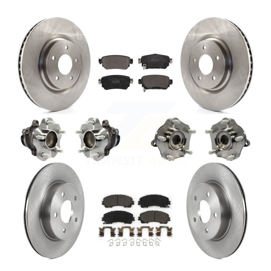 Front Rear Hub Bearings Disc Brake Rotors And Ceramic Pads Kit (10Pc) For Nissan Rogue KBB-126943