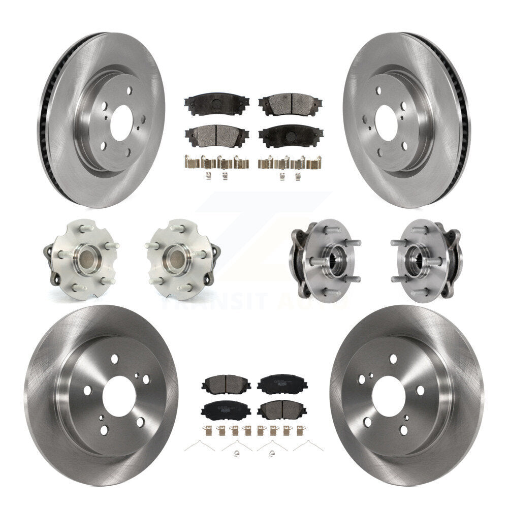 Front Rear Hub Bearing Brake Rotor And Pad Kit (10Pc) For Toyota RAV4 FWD with GAS engine KBB-126944