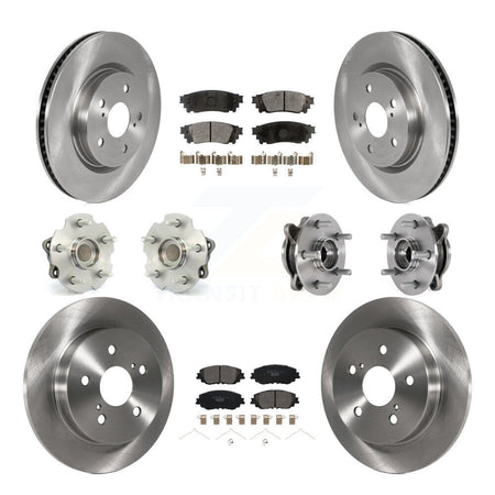 Front Rear Hub Bearing Brake Rotor And Pad Kit (10Pc) For Toyota RAV4 FWD with GAS engine KBB-126944