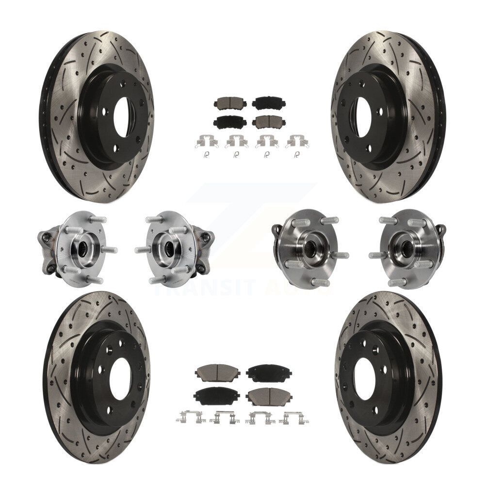 Front Rear Hub Bearing Coated Brake Rotor And Pad Kit (10Pc) For 2016-2018 Mazda CX-3 AWD KBB-126952
