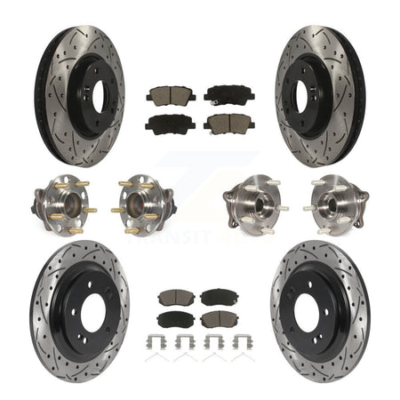 Front Rear Hub Bearings Coated Disc Brake Rotors And Pads Kit (10Pc) For Hyundai Sonata KBB-126953