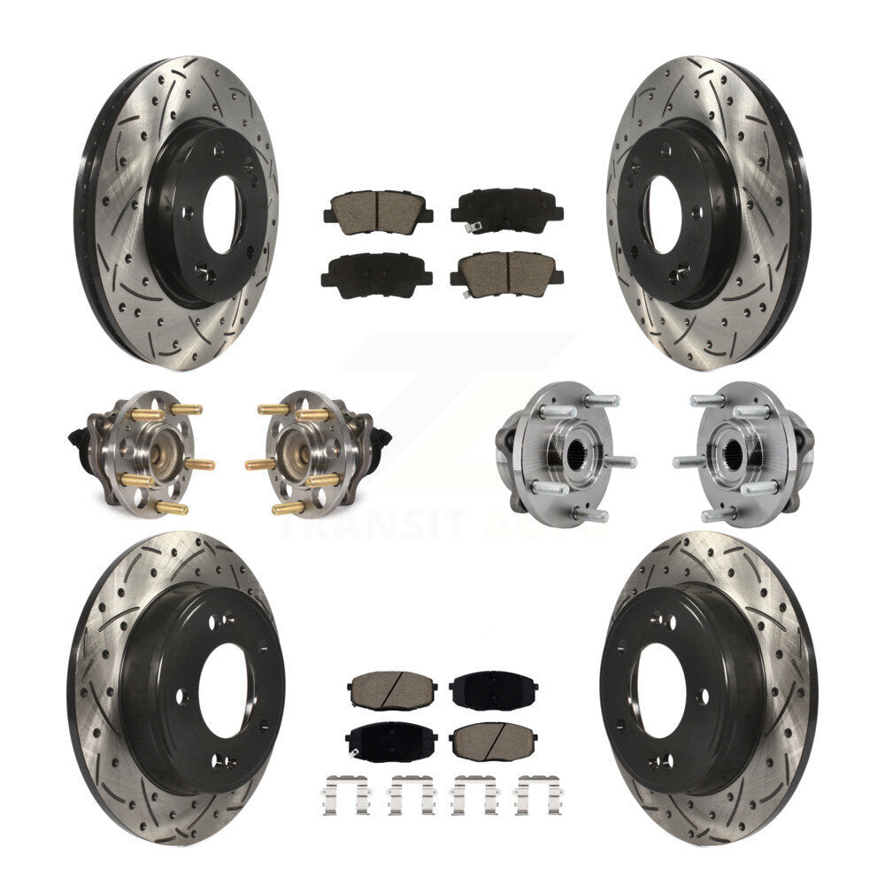 Front Rear Hub Bearing Coated Brake Rotor Pad Kit (10Pc) For Kia Soul Naturally Aspirated KBB-126955