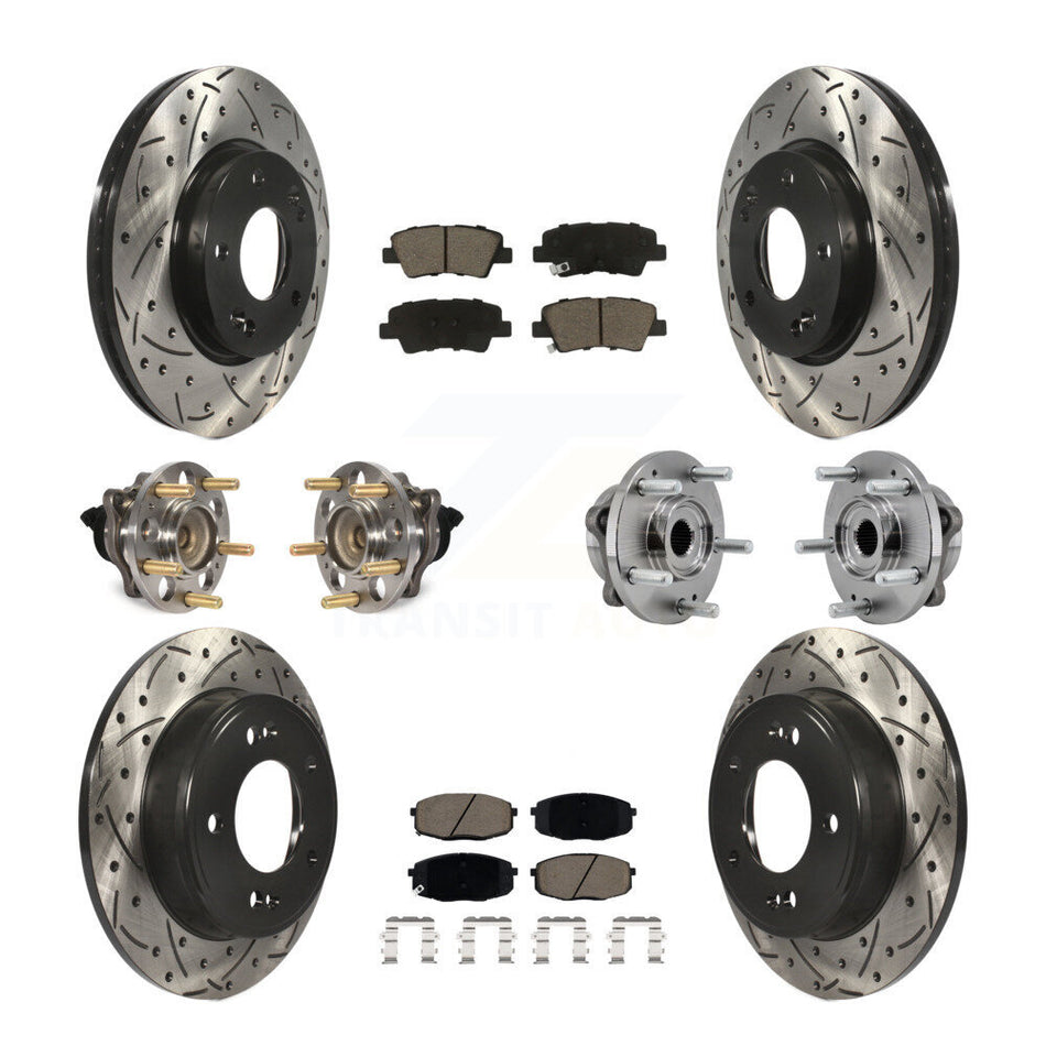 Front Rear Hub Bearing Coated Brake Rotor Pad Kit (10Pc) For Kia Soul Naturally Aspirated KBB-126955