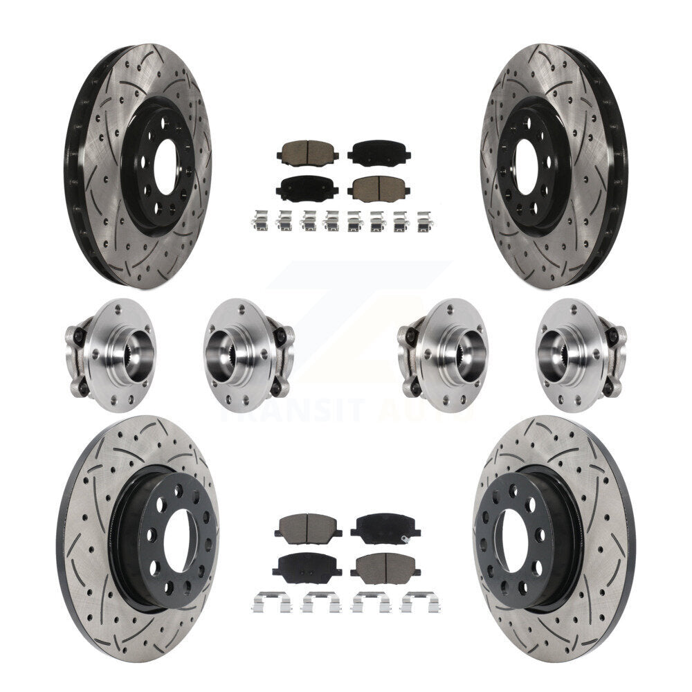 Front Rear Hub Bearing Coated Disc Brake Rotor Pad Kit (10Pc) For Jeep Renegade Fiat 500X KBB-126958