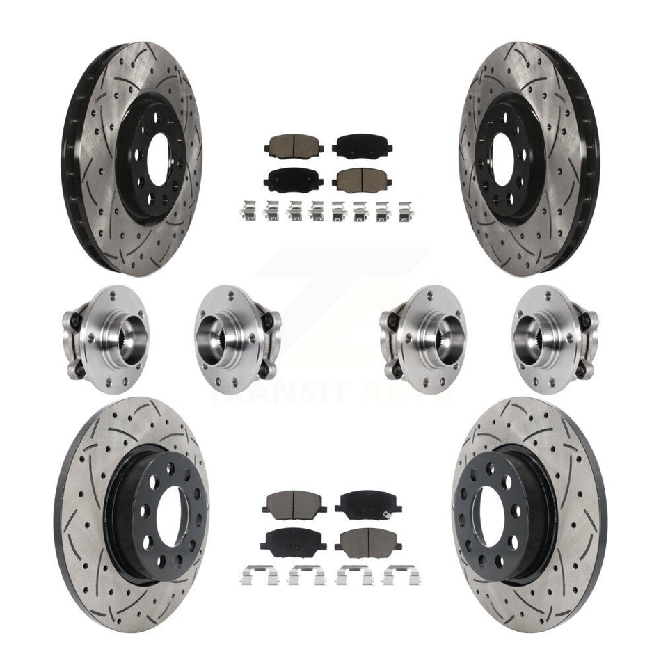 Front Rear Hub Bearing Coated Disc Brake Rotor Pad Kit (10Pc) For Jeep Renegade Fiat 500X KBB-126958