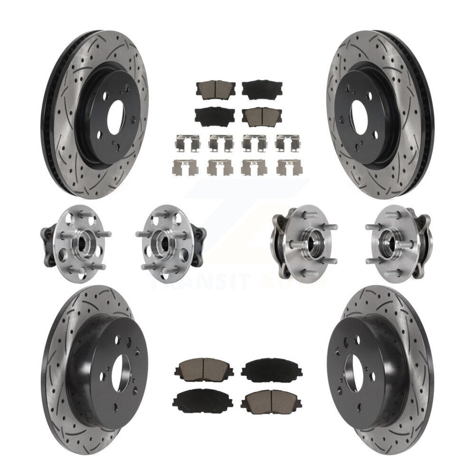 Front Rear Hub Bearings Coated Disc Brake Rotors And Pads Kit (10Pc) For Toyota Camry KBB-126960