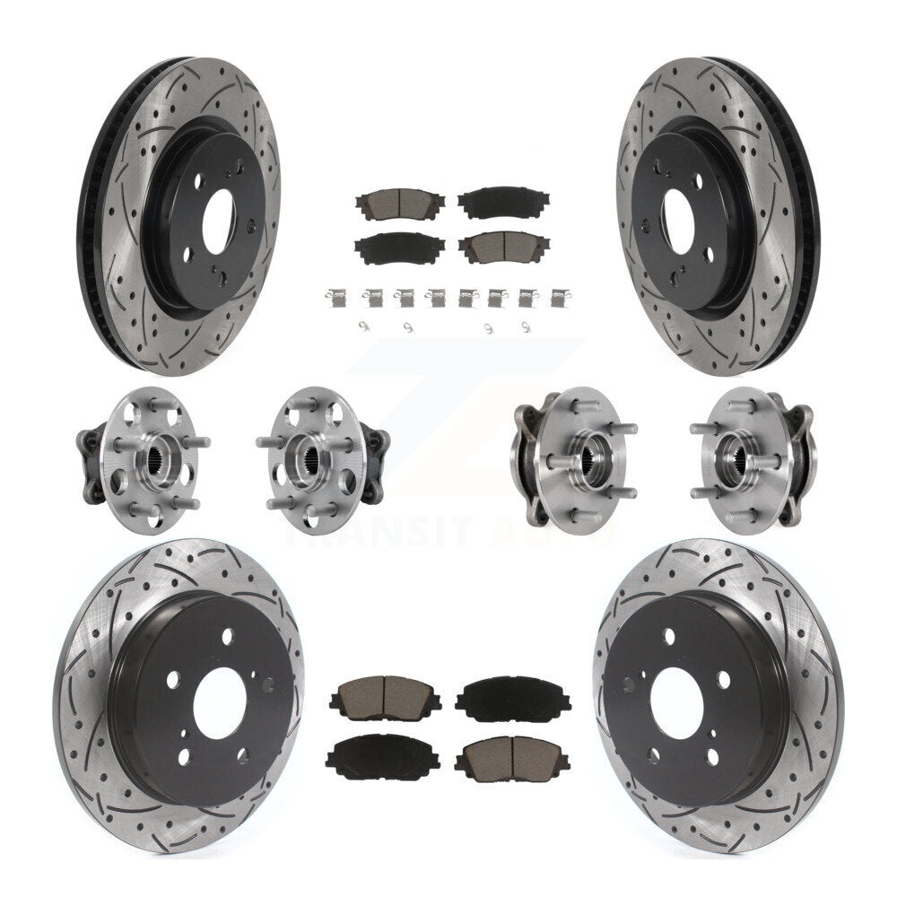 Front Rear Hub Bearing Coated Brake Rotor And Pad Kit (10Pc) For Toyota Camry Lexus ES250 KBB-126962