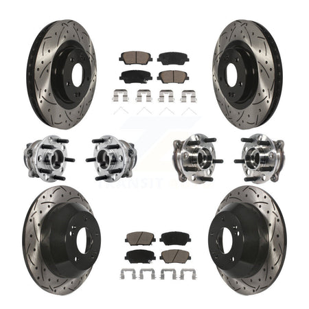 Front Rear Hub Bearing Coated Brake Rotor & Pads Kit (10Pc) For 2016-2020 Kia Sorento FWD KBB-126964