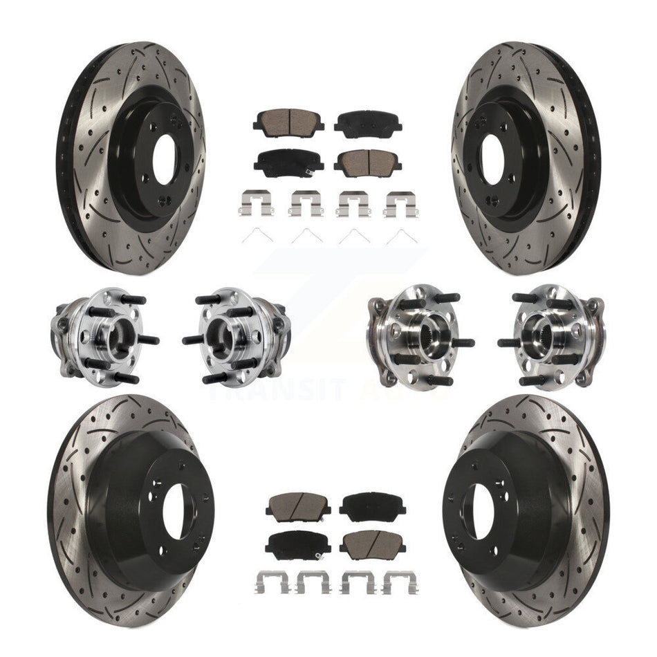 Front Rear Hub Bearing Coated Brake Rotor & Pads Kit (10Pc) For 2016-2020 Kia Sorento FWD KBB-126964