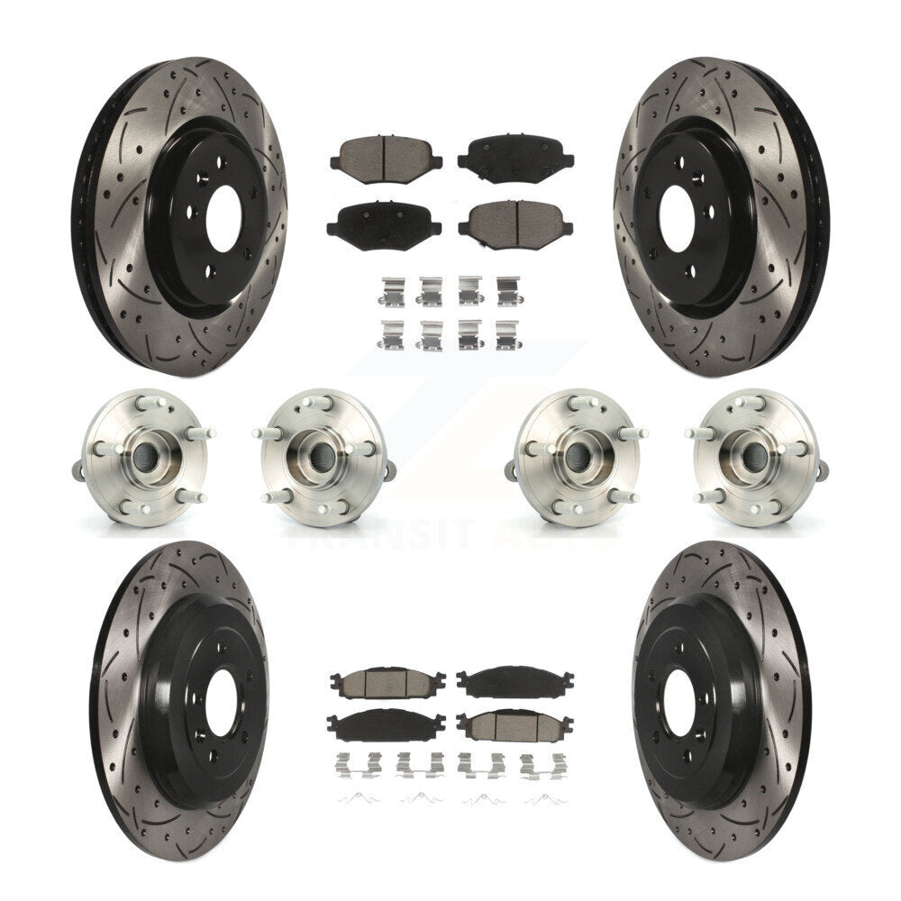 Front Rear Hub Bearings Coated Disc Brake Rotors And Pads Kit (10Pc) For Ford Explorer KBB-126965