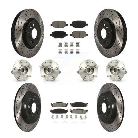 Front Rear Hub Bearings Coated Disc Brake Rotors And Pads Kit (10Pc) For Ford Explorer KBB-126965